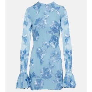 Rotate 'Bridal' Blue Floral Appliqu� Mesh Mini Dress Size 40'